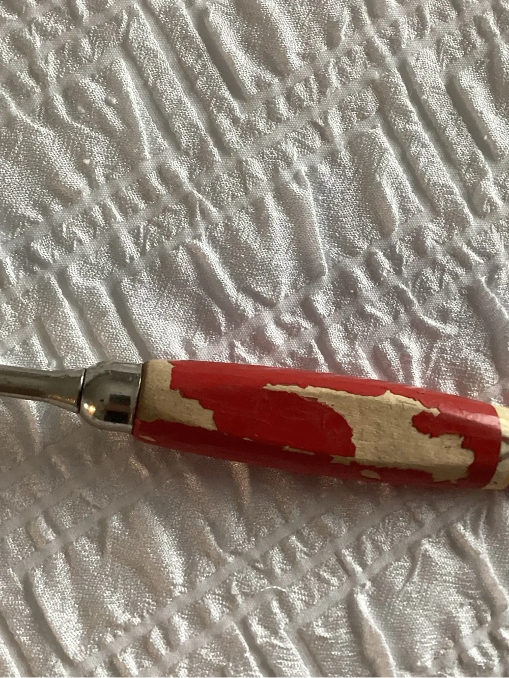 Vtg. Ekco A & J or Ekcoline stainless steel Serving Spoon with red wooden handle